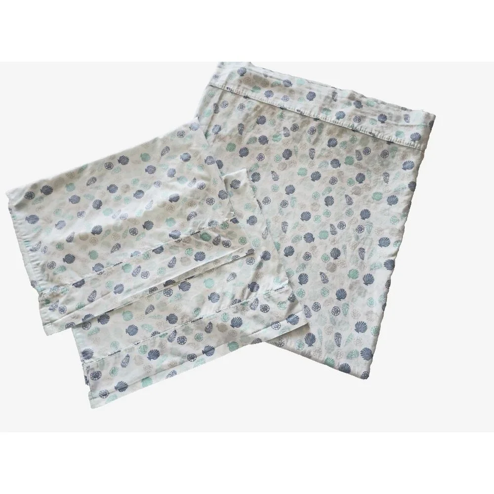 Set 3 Queen Sea Shell Flat Sheet + 2 Qu Pillowcases 60% PIMA COTTON Ocean Summer - Picture 3 of 14